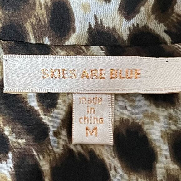 Skies Are Blue Sleeveless Sheer Layer Leopard Print Top Size Medium - Picture 3 of 9